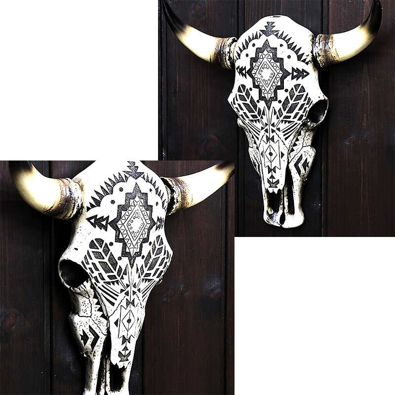 アメリカンインディアン スカルオブジェバイソン 壁掛けオブジェ アメリカ製 アメリカンインディアン スカルオブジェバイソン 壁掛けオブジェ