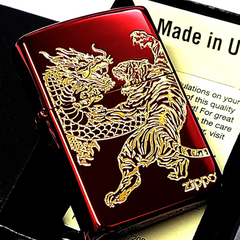 ZIPPO（ジッポー） ライター 龍虎 赤金 おしゃれ イオンレッド