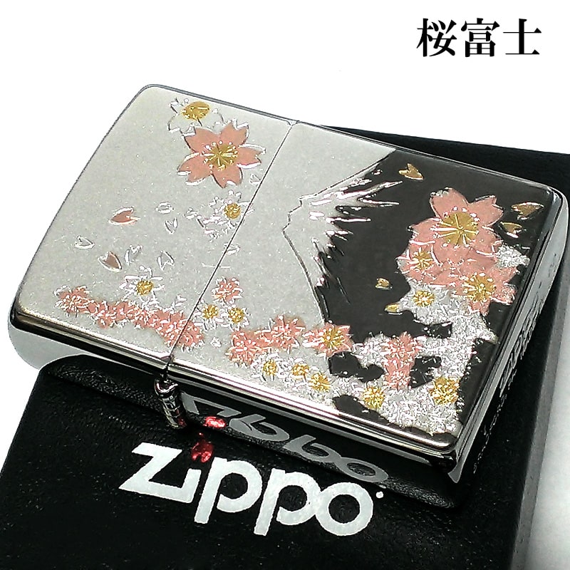 ZIPPO ライター 和柄 刀 桜 月 ジッポ シルバー 日本 和風 銀