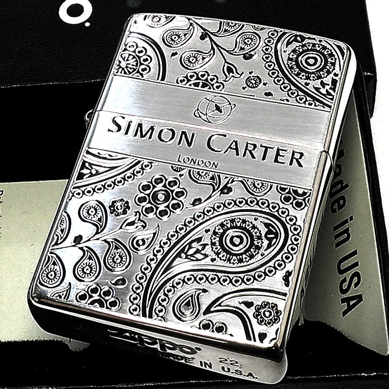 ZIPPO サイモンカーター ジッポ ライター ペイズリ― 銀燻し シルバー 
