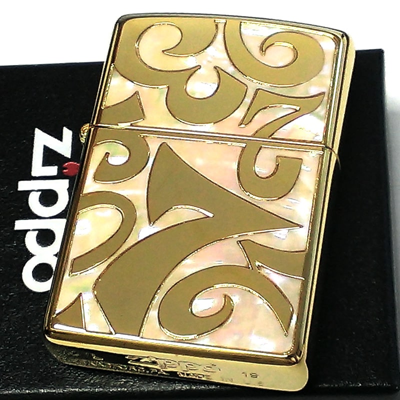 ZIPPO ライター シェルダイアル ゴールド 天然貝象嵌 美しい ジッポ