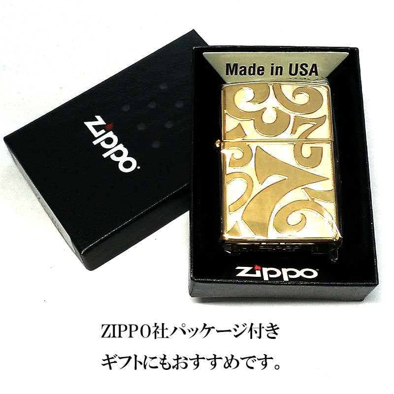 ZIPPO ライター シェルダイアル ゴールド 天然貝象嵌 美しい ジッポ
