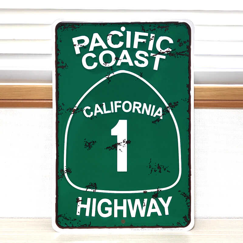アメリカン レトロ ブリキ看板 PACIFIC COAST HIGHWAY カルフォルニア