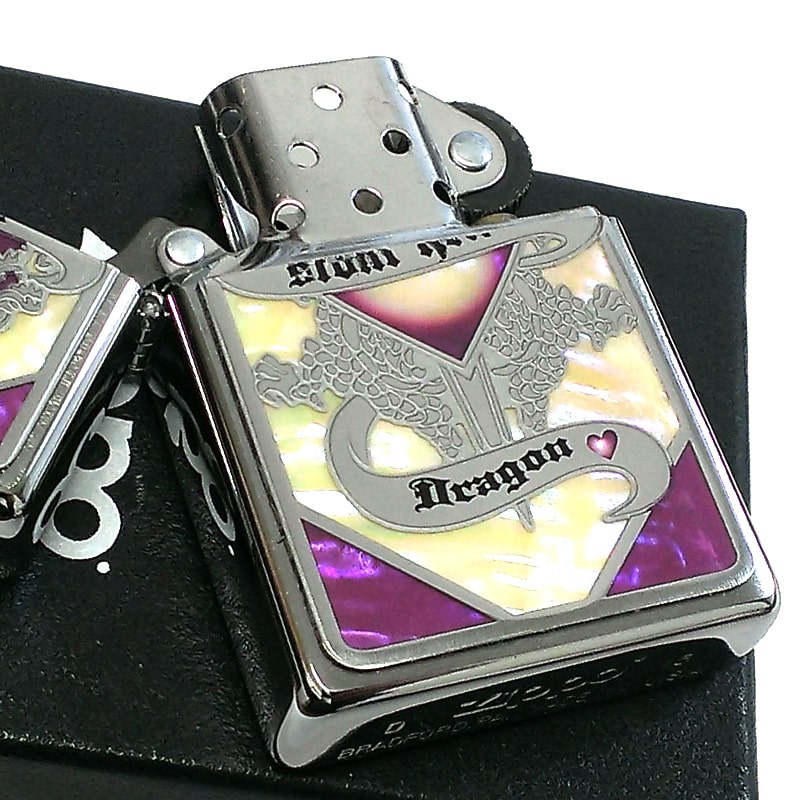 ZIPPO シェルドラゴン パープル＆ホワイトシェル ジッポ