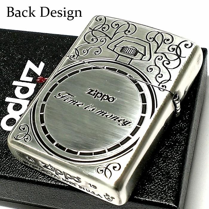 ZIPPO アーマー ジッポ ライター シェルウォッチ シルバーイブシ 天然貝象嵌 シェルインレイ 両面加工 アンティーク