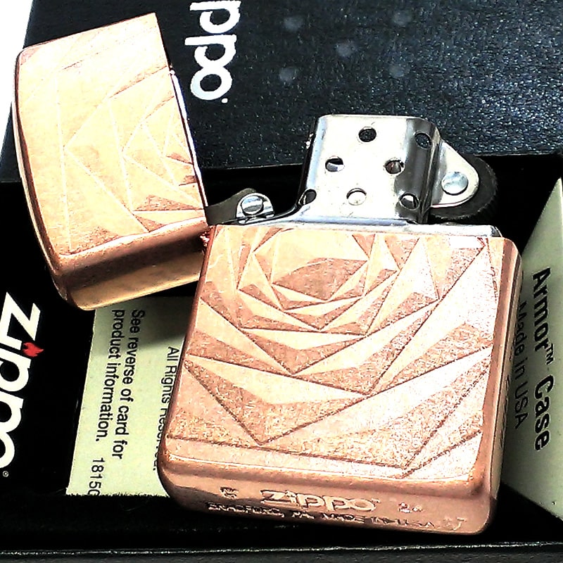 ZIPPO アーマー おしゃれ ローズ ジッポ ライター 薔薇 彫刻 カッパーバレル 両面加工 Shimmer Rose レディース メンズ ギフト