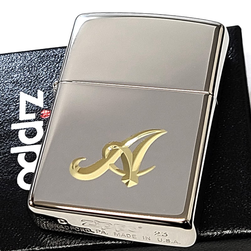 ZIPPO（ジッポー） イニシャル A ライター 鏡面シルバー V刃彫刻