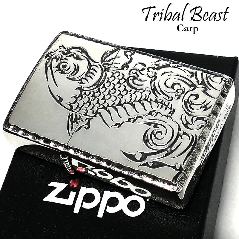 ZIPPO ライター トライバルビースト ジッポ 鯉 アンティーク シルバー 和柄 銀燻し仕上げ リューター加工 昇鯉 両面加工 彫刻 : tbs-koi  : Zippoタバコケース喫煙具のハヤミ - 通販 - Yahoo!ショッピング