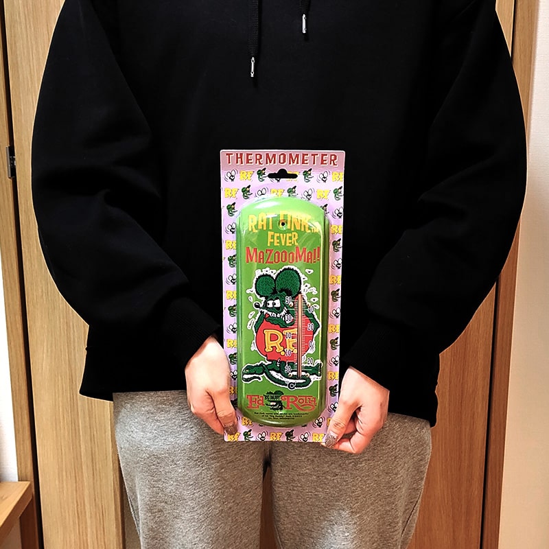 温度計 RAT FINK ブリキ看板 サーモメーター ラットフィンク アメリカン R.F. キャラクター 雑貨 ネズミ レトロ ディスプレイ 壁掛け｜hayamipro｜04