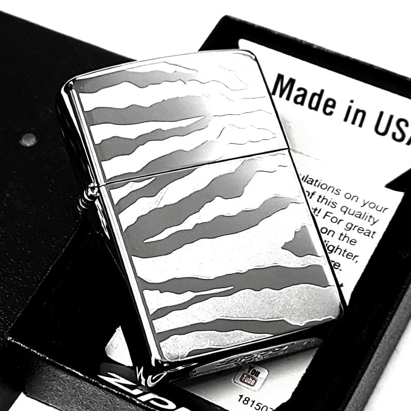 ZIPPO（ジッポー） ライター 廃盤 ゼブラライン 銀 チタンコーティング
