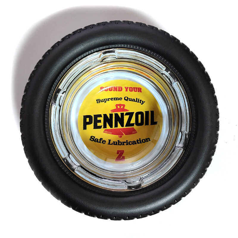 アメリカン レトロ タイヤ 灰皿 ガラス製 PENNZOIL タイヤ アッシュ