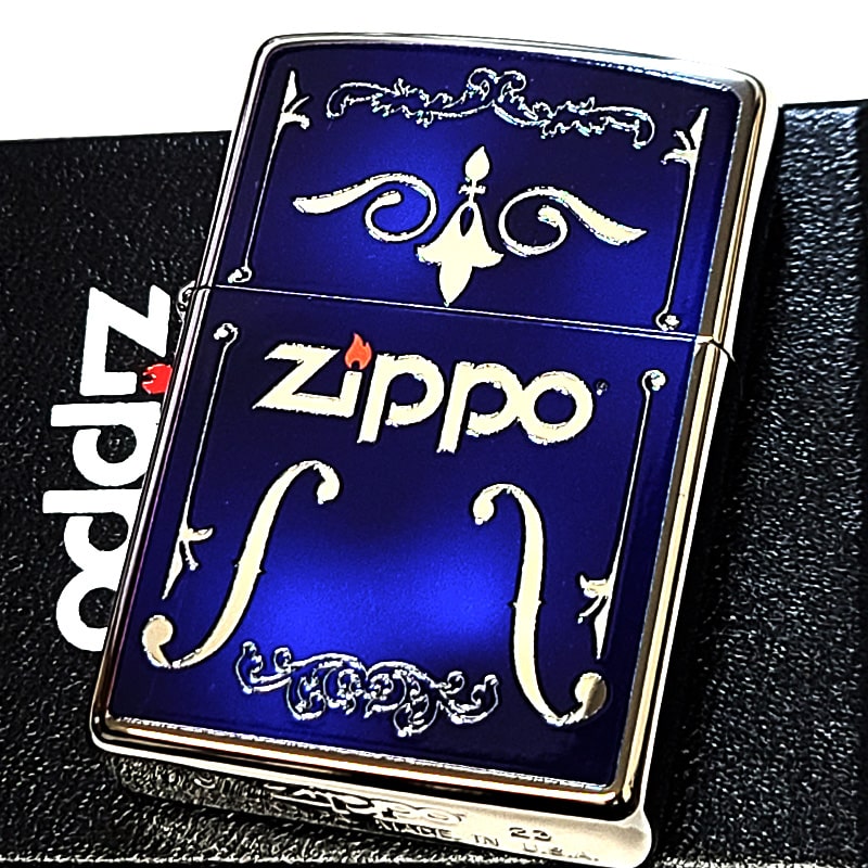 ZIPPO（ジッポー） ロゴデザイン 銀チタン シルバー＆ブルーマーブル