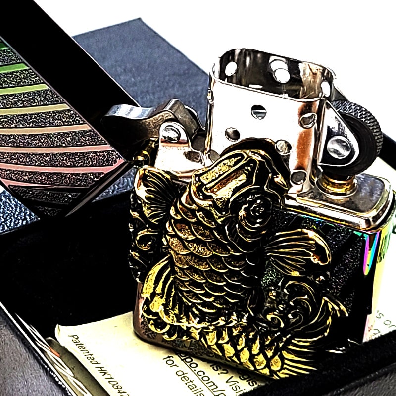 ZIPPO（ジッポー） 和柄 登龍門 昇鯉 竜 ジッポ ライター 両面加工 柄