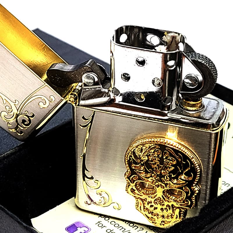 ZIPPO（ジッポー） スカル アラベスク シルバー＆ゴールド 廃盤 ジッポ