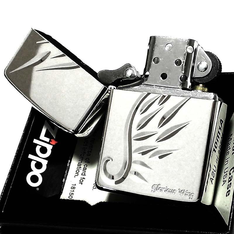 ジッポー羽根付 ZIPPO（ジッポー） ライター アーマー V-WING シルバー ジッポ 天使の