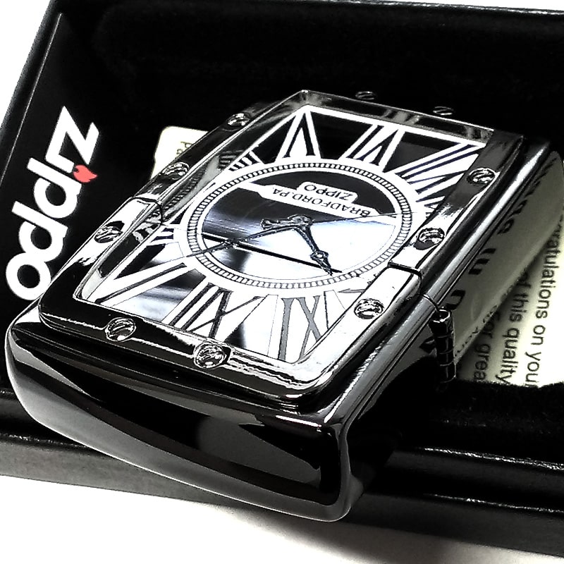 ZIPPO Watch Face ジッポ ライター 黒 時計 スピン加工 ブラック