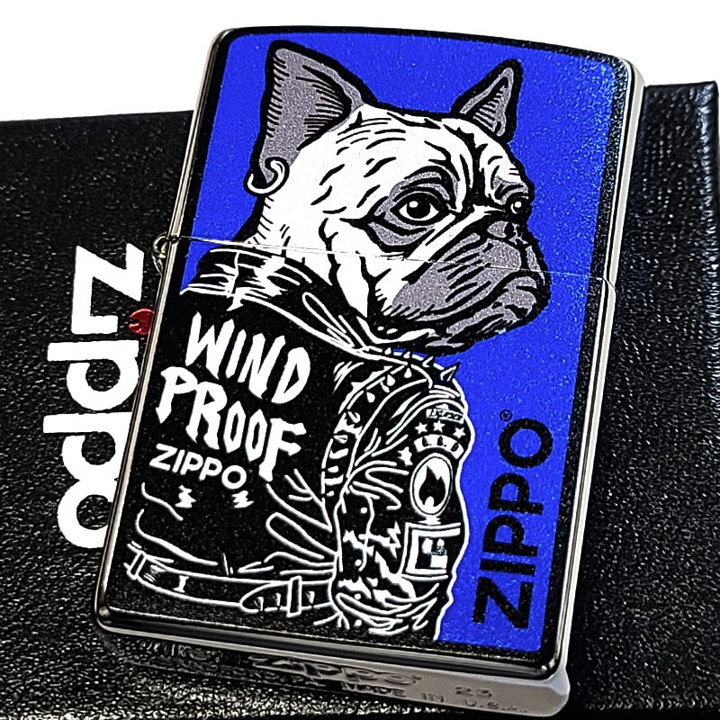 ZIPPO ライター 犬 ワイルドドッグ ブルー＆シルバー ジッポ