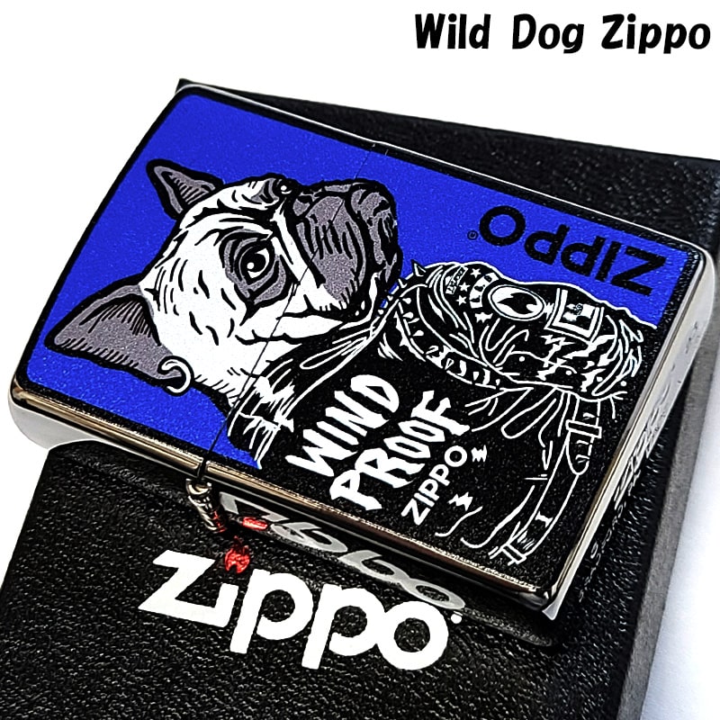 ZIPPO ライター 犬 ワイルドドッグ ブルー＆シルバー ジッポ
