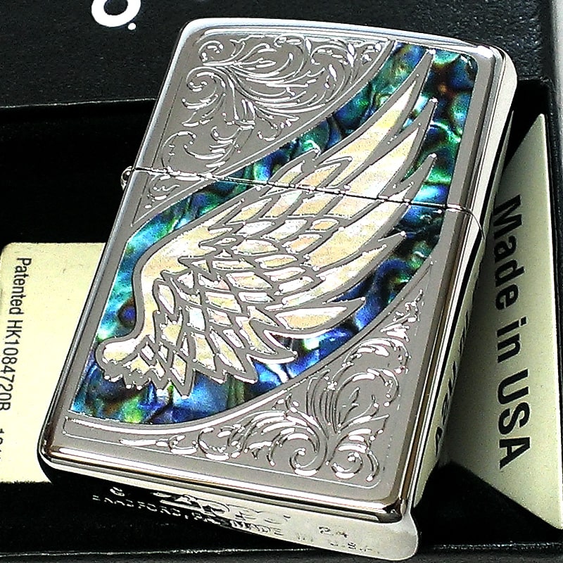 ジッポー羽根付 ZIPPO（ジッポー） ライター 天使の羽 ウイング ジッポ グリーン
