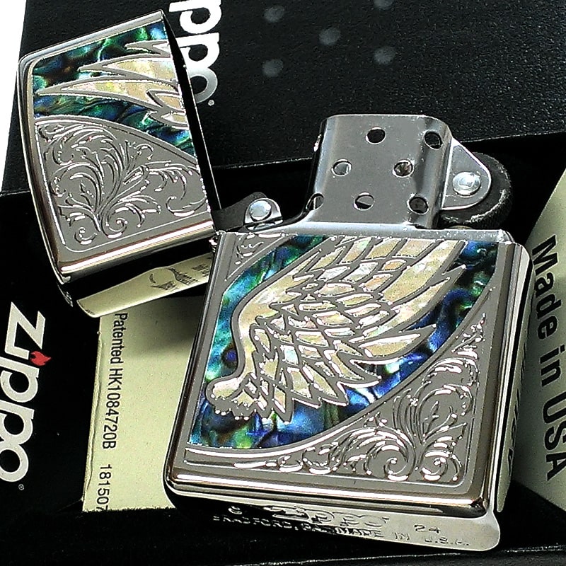 ジッポー羽根付 ZIPPO（ジッポー） ライター 天使の羽 ウイング ジッポ グリーン