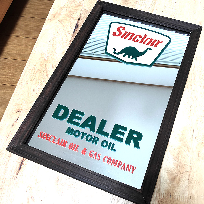 アメリカン レトロ パブミラー アメリカン SINCLAIR 壁掛け 鏡 恐竜