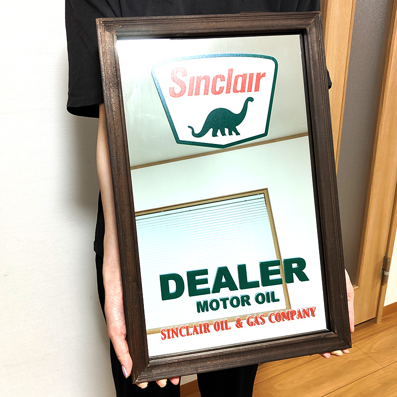 アメリカン レトロ パブミラー アメリカン SINCLAIR 壁掛け 鏡 恐竜