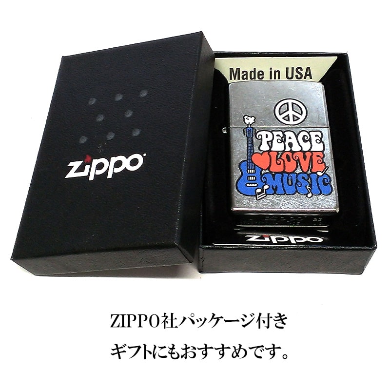ZIPPO（ジッポー） ライター PEACE LOVE MUSIC シルバー ピースマーク