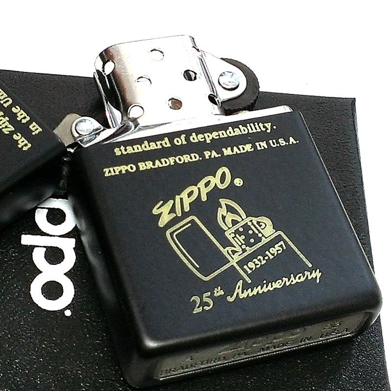 ZIPPO（ジッポー） ライター 25thAnniversary 黒金 ジッポ マット