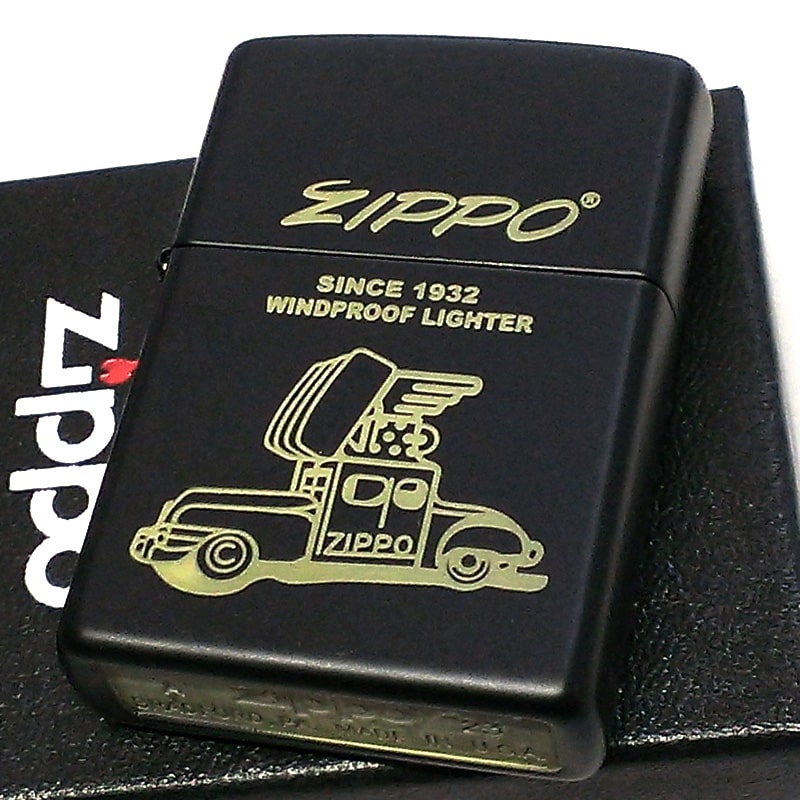 出産祝い ライター ZIPPO ジッポカー 黒金 車 Car マットブラック ジッポ ターボライター