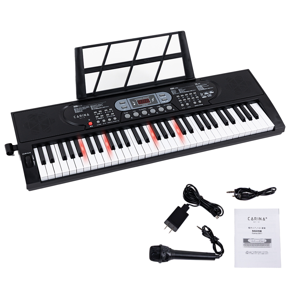 電子キーボード 61鍵盤 ピアノ シンセサイザー 給電 電池駆動 日本語