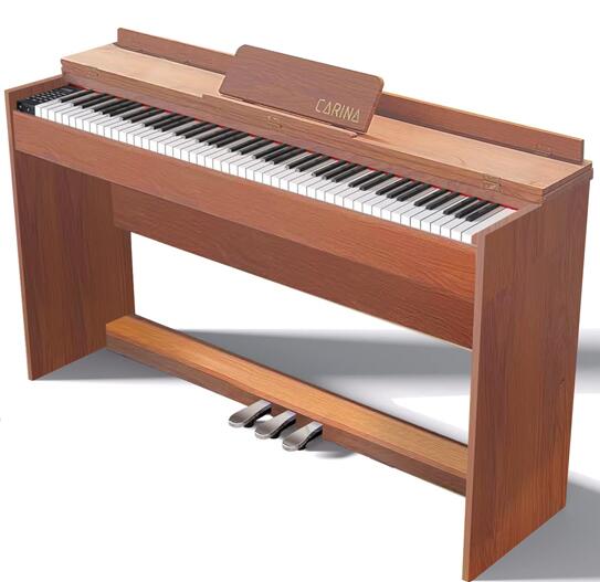 【ホワイト6月中旬発送】電子ピアノ 88鍵盤 ハマーアクッション鍵盤 ピアノタッチ感 木製スタンド 3本ペダル 5カラー