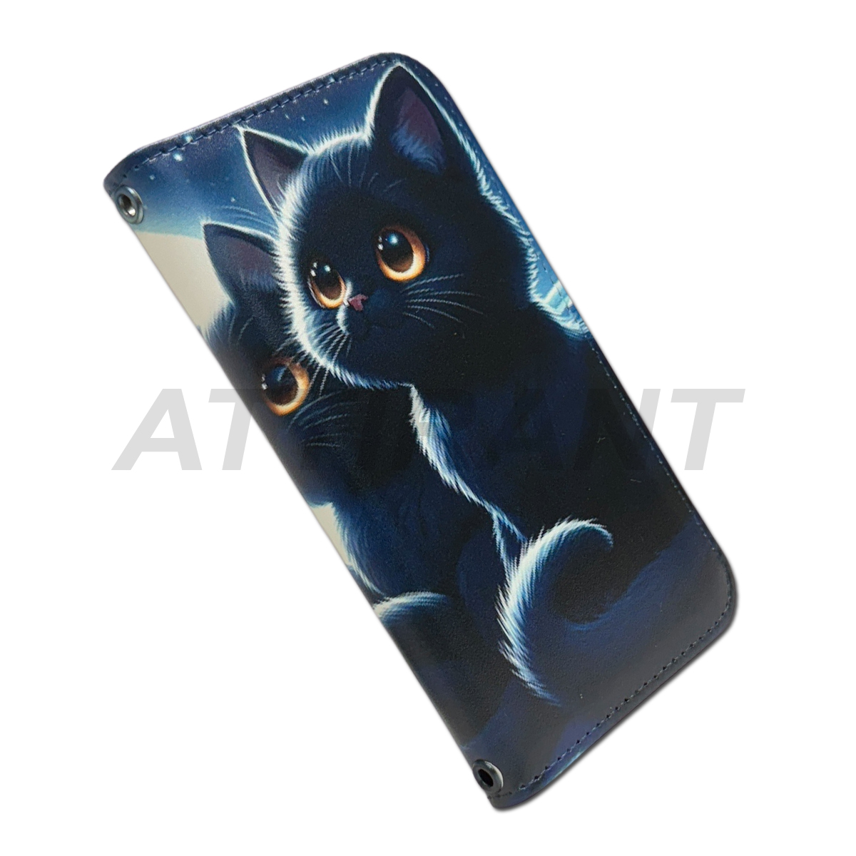 iPhone 12 ケース 手帳型 カバー 12 Pro mini ProMax 黒猫 くろねこ 月夜 かわいい オシャレ アイフォンケース｜hayariya｜02