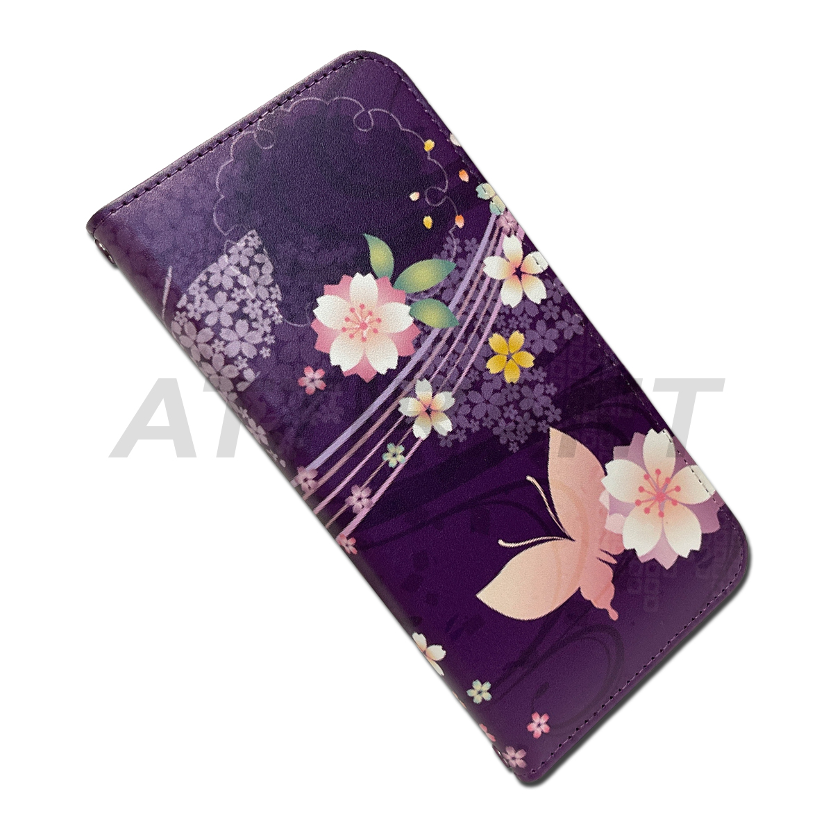 iPhone SE ケース 手帳型 カバー SE2 / SE3 和柄 蝶々 紫 パープル アイフォンケース｜hayariya｜02