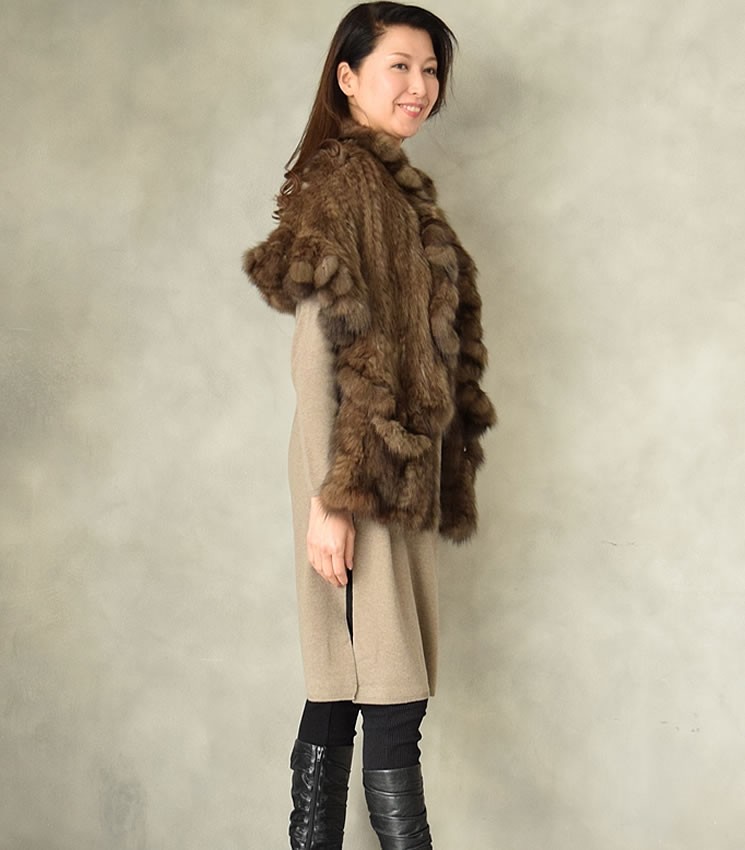 新品】is-350830-6/ロシアンセーブルニッティングストール
