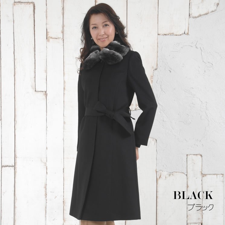 カシミヤコート カシミヤ100% コート チンチラトリム ファー ファー襟