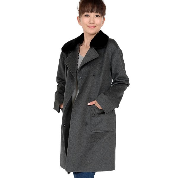 コート レディース カシミヤコート カシミヤ100% ミンクトリム ファー