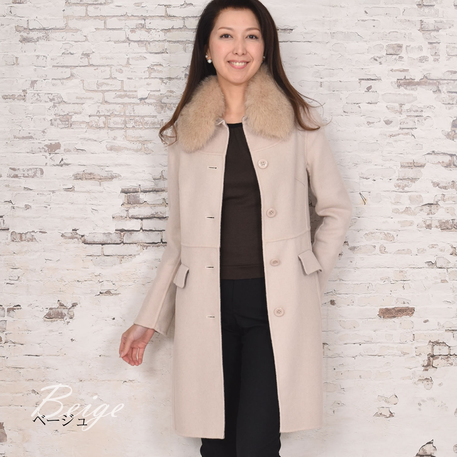 22AW✨セオリー カシミヤ混 ベルテッド ダブルフェイス コート　P ベージュ theory セオリー カシミヤ混ダブルフェイスロングコート P - メルカリ