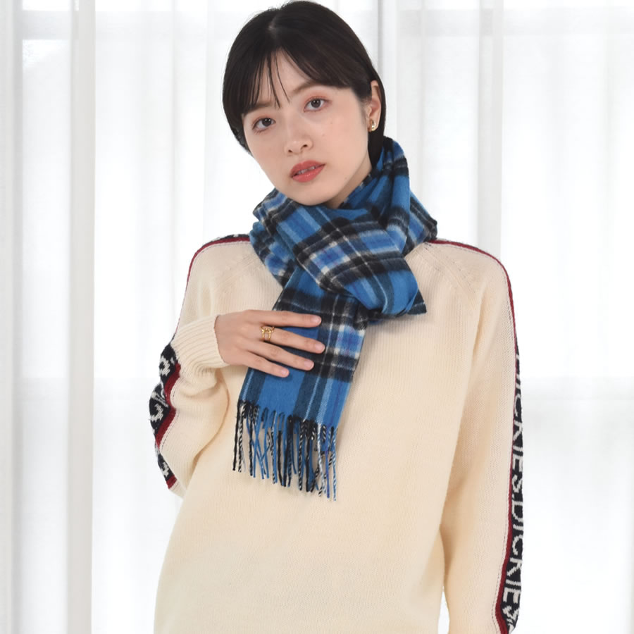 Merfirge カシミヤ100% ネイビー マフラー Merfirge カシミヤマフラー カシミヤ マフラー フリンジ