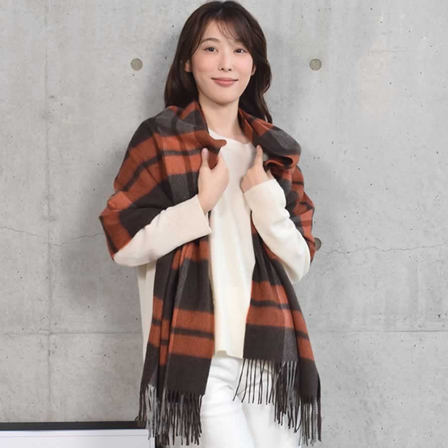 美品⭐️Merfirge カシミヤ100% ストールチェック柄 Merfirge カシミヤ ストール カシミヤストール カシミアストール