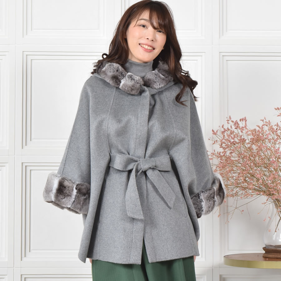 ベージュ ファー付き ポンチョ・ケープコートカシミア100%ブルーフォックス 楽天市場】カシミヤ フォックスファー ケープの通販
