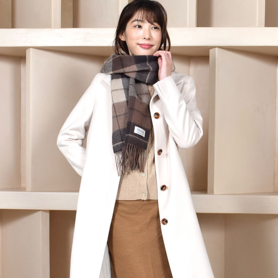 カシミヤ混ウールマフラー 両面 カシミヤブレンド リバーシブル マフラー 手洗い チェック柄 レディース 秋 冬 ラッピング プレゼント ギフト  母の日 (cw6062)