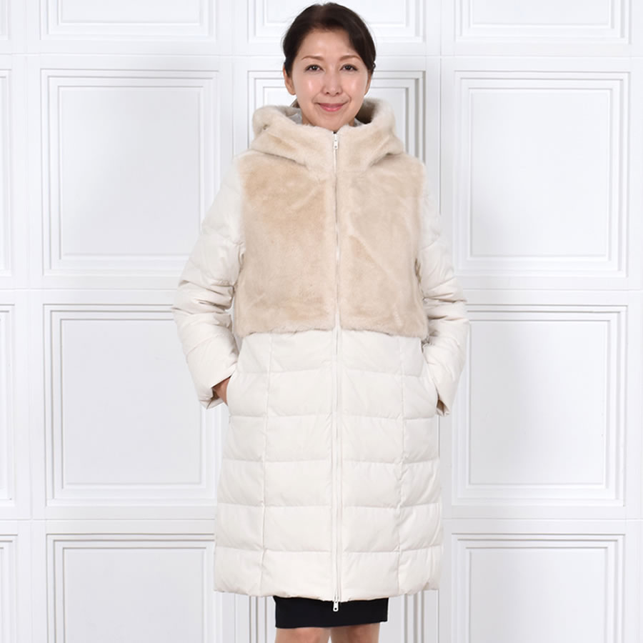 Merfirge ダウンコート レディース エコファー ミンク調 レイアード