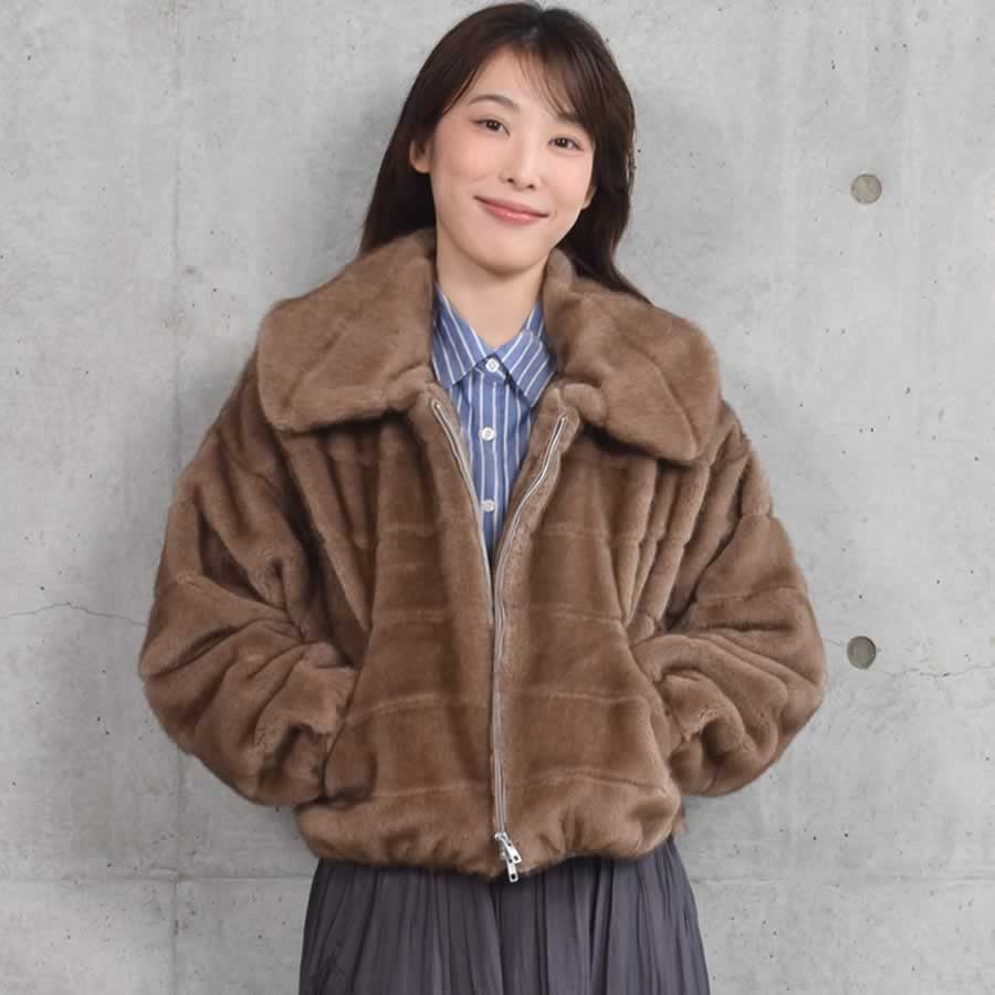 Merfirge ファーコート ファージャケット エコファー ミンクライク