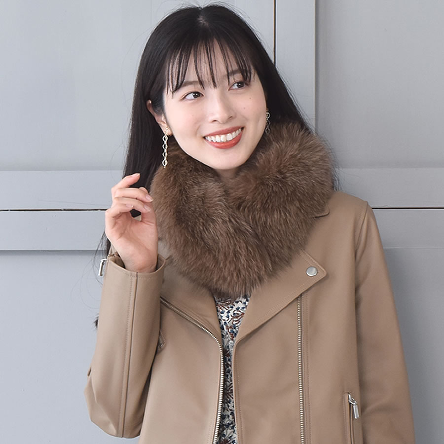ファーマフラー 日本製 SAGA クリップ付 フォックスマフラー