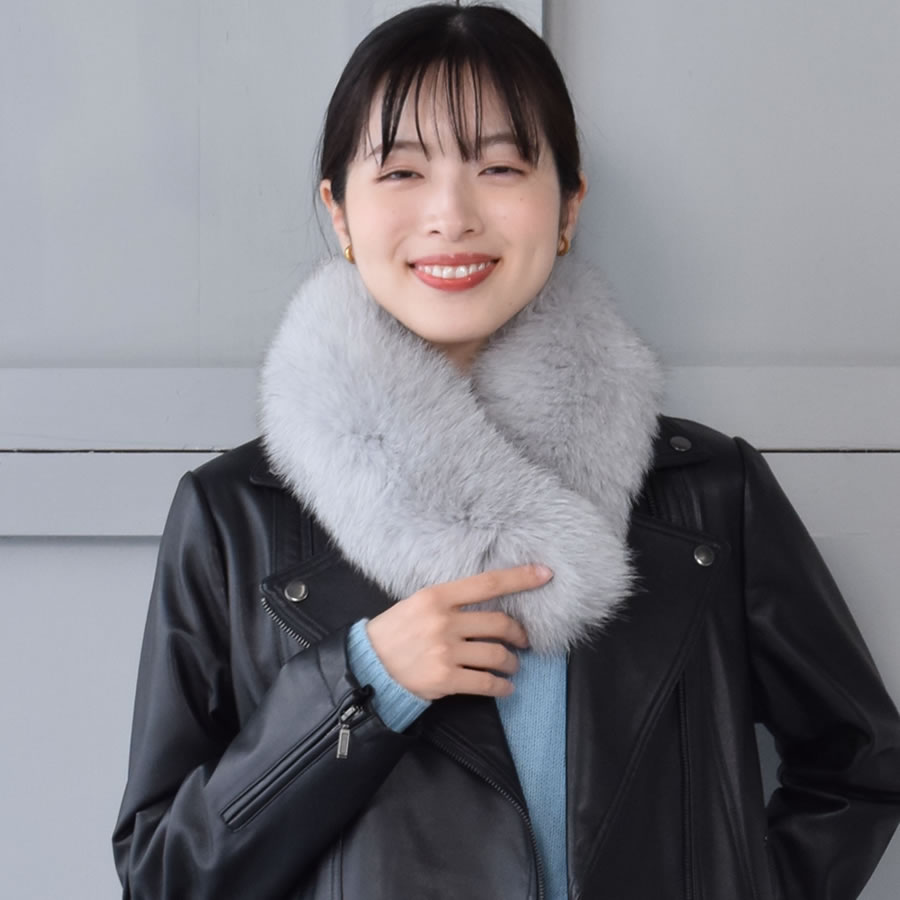 ファーマフラー 日本製 SAGA クリップ付 フォックスマフラー