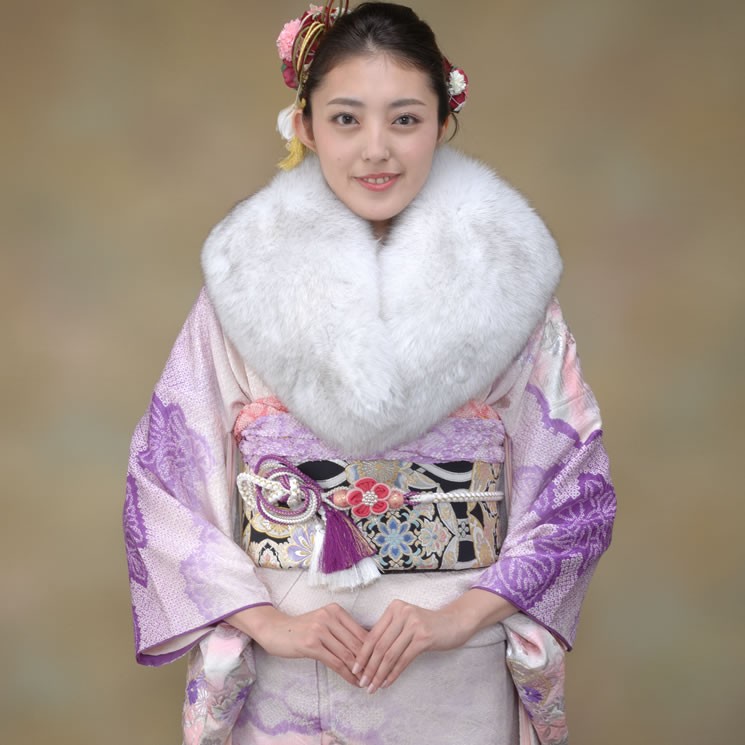 日本製 成人式 ショール フォックス 振袖 着物 和装 晴れ着 ファー