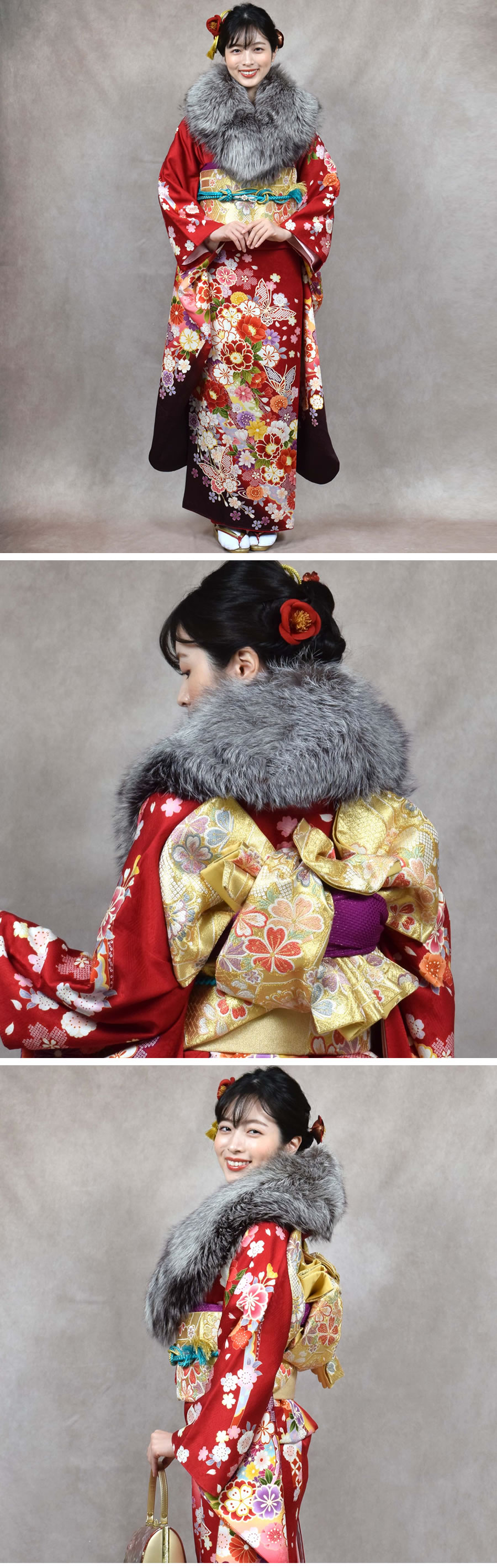 成人式 SAGA シルバー フォックス ファー ストール ショール 振袖 着物