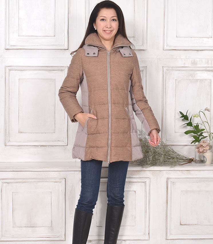 爆買 ダウンジャケット異素材 コンビ ダウン コート ファー 羽毛