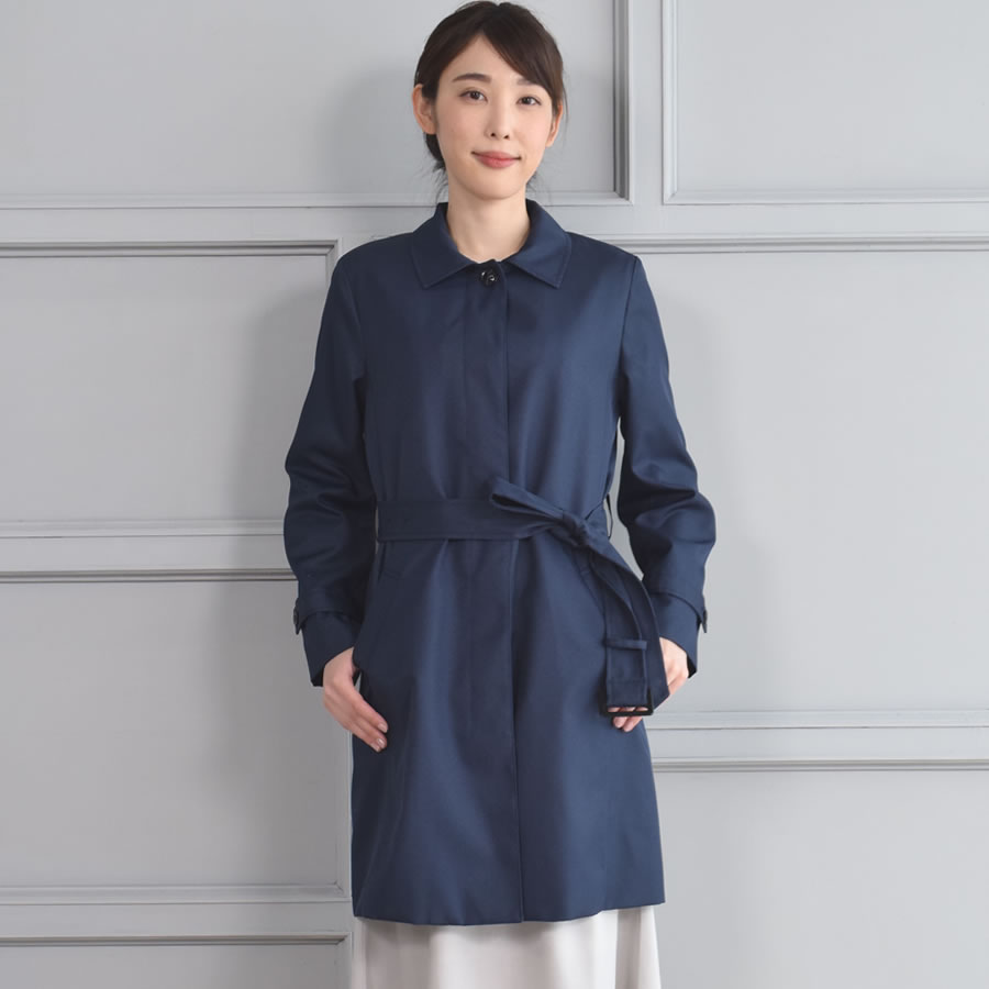 Merfirge 蓄熱ライナー付ステンカラーコート 90cm丈 【花粉対策 Merfirge 蓄熱ライナー付ステンカラーコート 90cm丈 【花粉対策