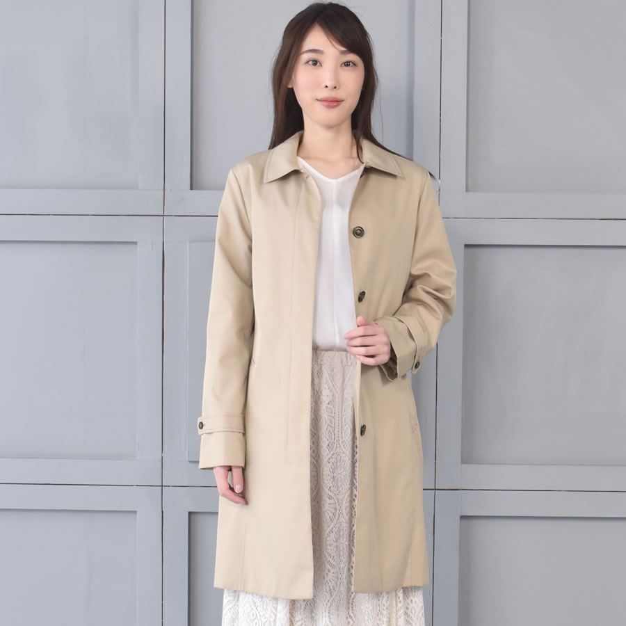 Merfirge 蓄熱ライナー付ステンカラーコート 90cm丈 【花粉対策 Merfirge 蓄熱ライナー付ステンカラーコート 90cm丈 【花粉対策
